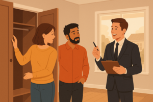 Persona recorriendo una casa en venta y tomando notas – visita inmobiliaria